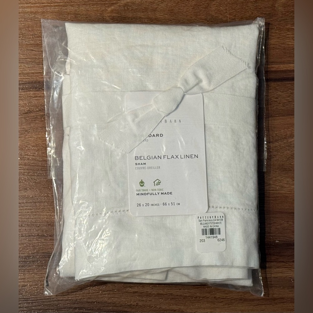 New Pottery Barn Standard Belgian Flax Linen Sham – White